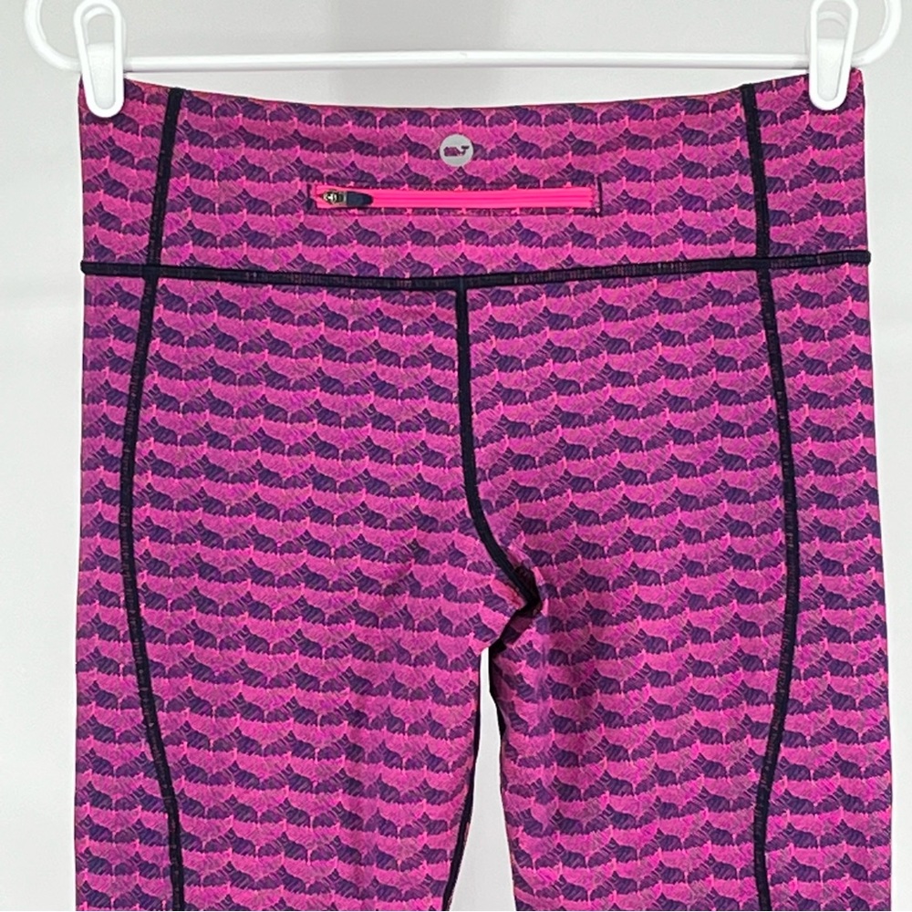 VINEYARD VINES ETCHED WHALE TAIL PERFORMANCE LEGGINGS PINK BLUE MEDIUM - Picture 5 of 8